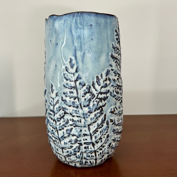 Anthropologie Accents Anthropologie Blue Stoneware Fern Vase Poshmark